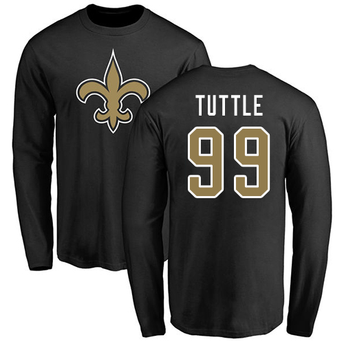 Men New Orleans Saints Black Shy Tuttle Name and Number Logo NFL Football #99 Long Sleeve T Shirt